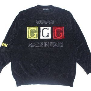 Vintage Men's Gucci Graphic Chenille Crew Neck Sweater